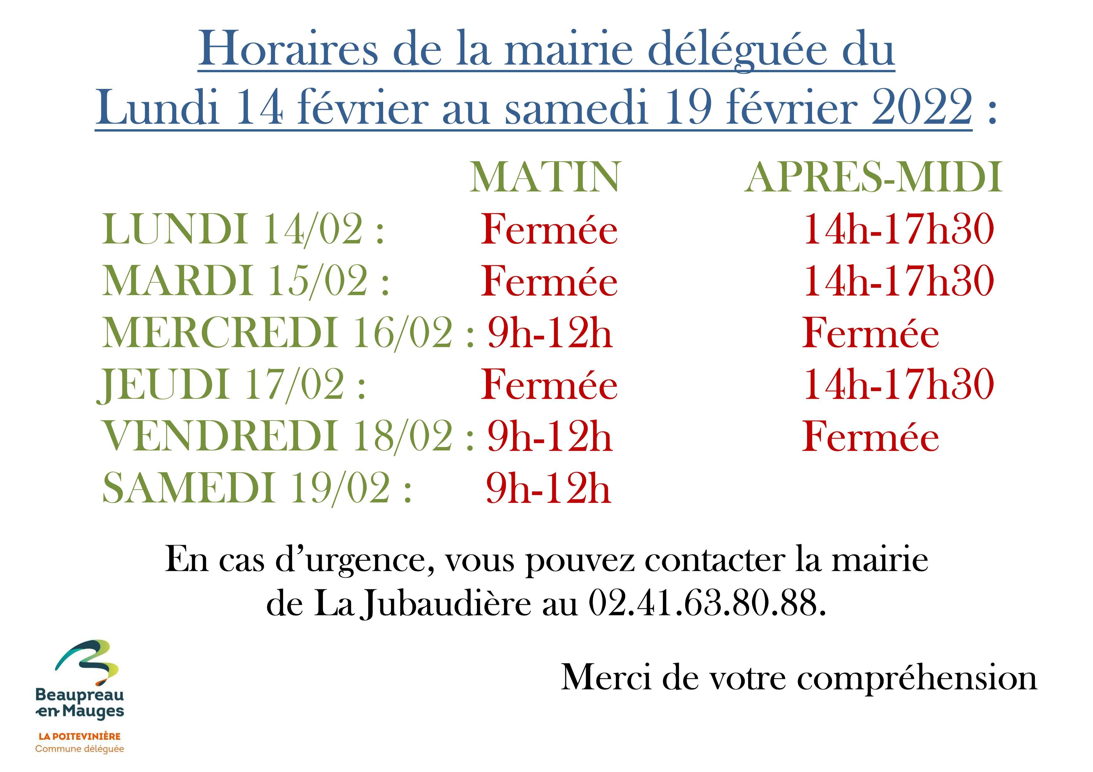horaires hiver 22